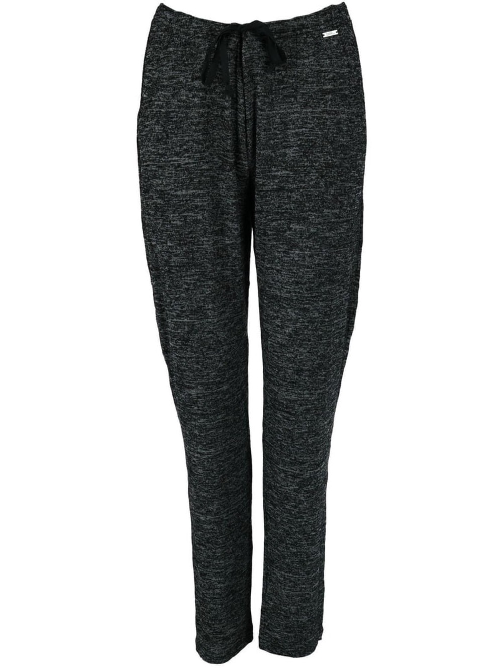 Hello Mello Melange Jersey Knit Drawstring Lounge Pants Cozy Black Heather